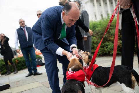 Congressman Langworthy and two rescued dogs